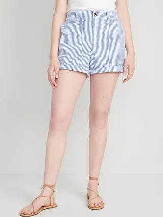 High-Waisted OGC Chino Seersucker Pull-On Shorts for Women -- 3.5-inch inseam | Old Navy (US)