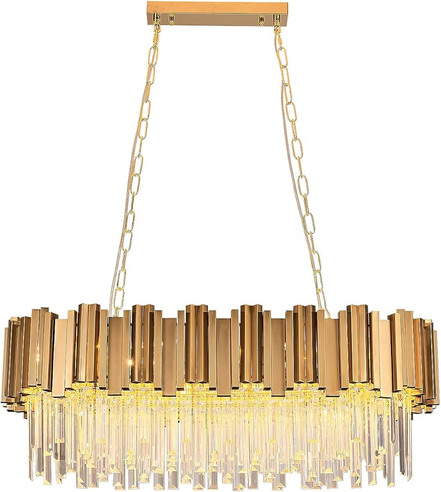 WABON Modern Crystal Chandeliers,Gold Luxury Pendant Ceiling Light Contemporary Crystal Chandelie... | Amazon (US)