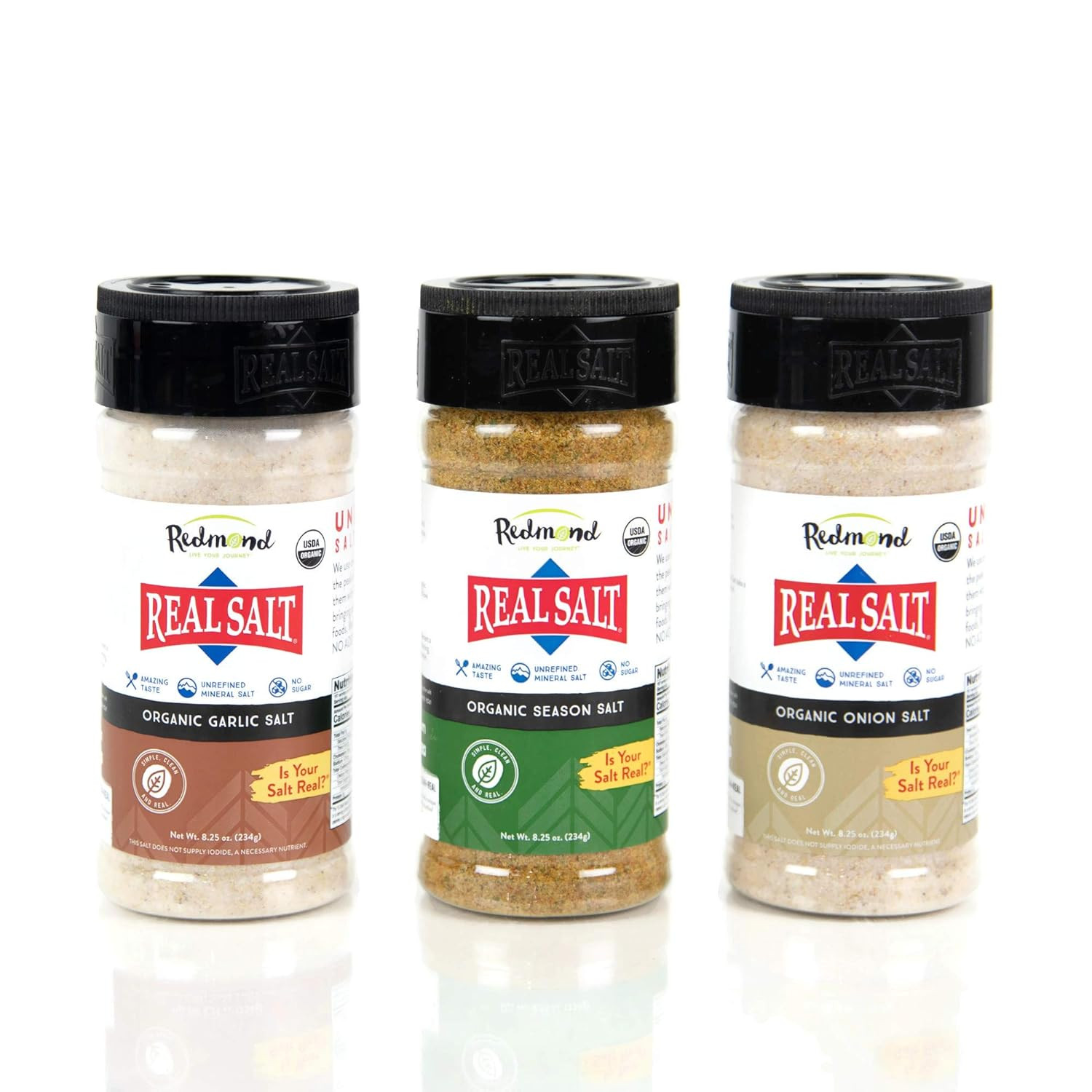 Redmond Real Sea Salt - Natural Unrefined Organic Gluten Free, Seasoning 8.25 Ounce Shaker bundle... | Amazon (US)