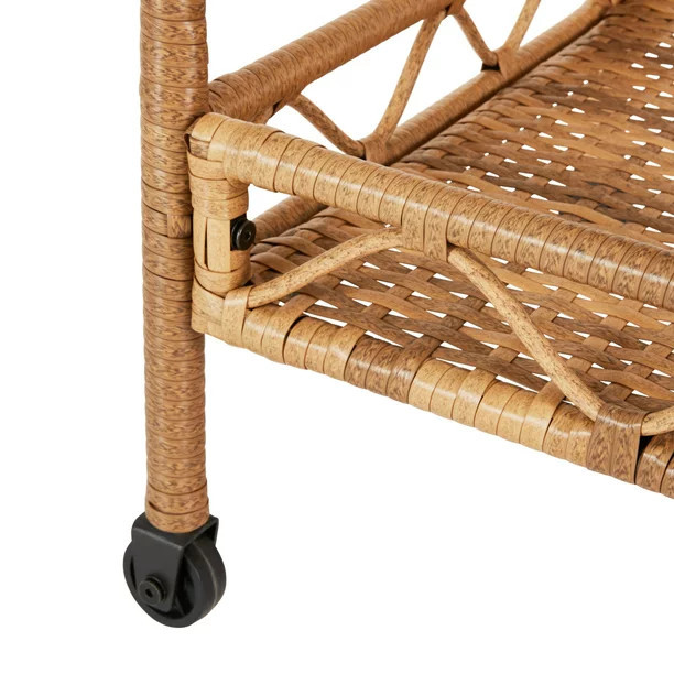 Better Homes & Gardens Willow Sage Steel Wicker Bar Cart, Brown | Walmart (US)