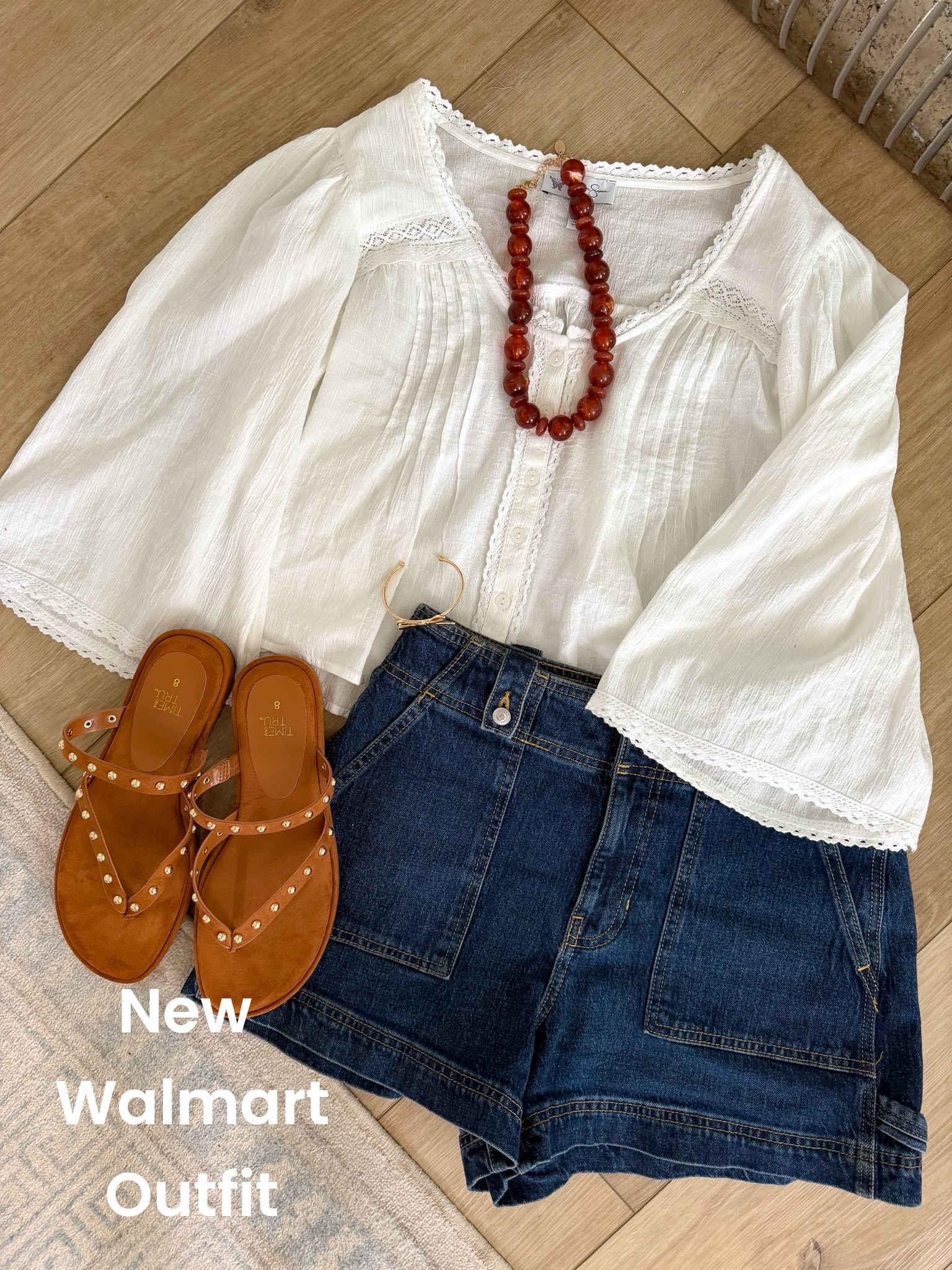 The easiest everyday outfit is here! 🤍 This gorgeous Walmart lace-trim blouse paired with classic denim shorts is one of those timeless looks you’ll wear on repeat. I finished it with the cutest studded cognac sandals and chunky beaded necklace for an effortless, elevated summer outfit.

Everything is from Walmart, affordable, and perfect for everyday wear, vacation, brunch, shopping, or casual weekends. These are the kind of versatile pieces you’ll reach for all season long!

#WalmartFashion #WalmartFinds #AffordableFashion #SummerStyle #CasualOutfit #EverydayStyle #DenimShorts #WhiteBlouse #WalmartStyle #SummerOutfit #FashionFinds #OOTD #AffordableStyle #WalmartOOTD #EasyStyle

#LTKootd #LTKPetite