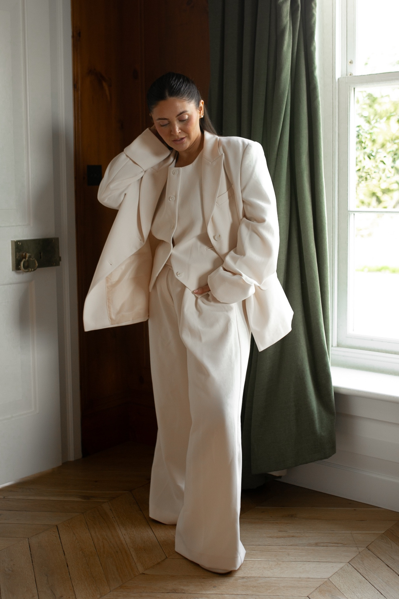 Aligne spring suit, oversized blazer, white suit, bridal, wedding, cream trousers, waistcoat, spring outfits, asos, H&M, Zara, easy outfits, chic outfits, petite style 

#LTKSeasonal #LTKmidsize #LTKstyletip