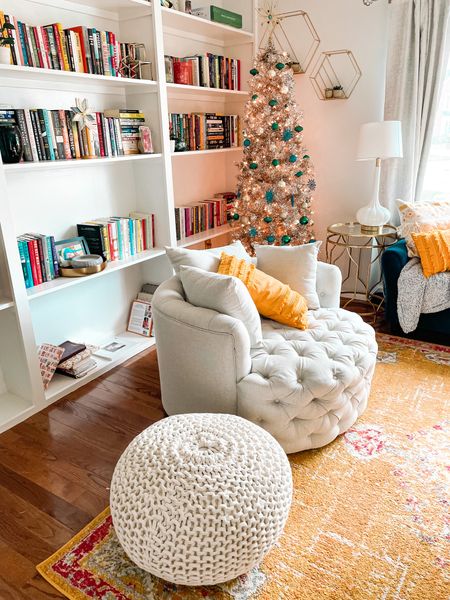 Reading room, Christmas decor, gold tree, Christmas tree, a Christmas decor, reading chair, gold table

#LTKhome #LTKSeasonal #LTKHoliday