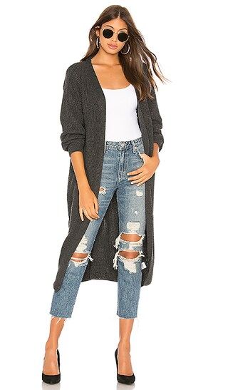 Lovers + Friends Lace Up Cardigan in Charcoal | Revolve Clothing (Global)
