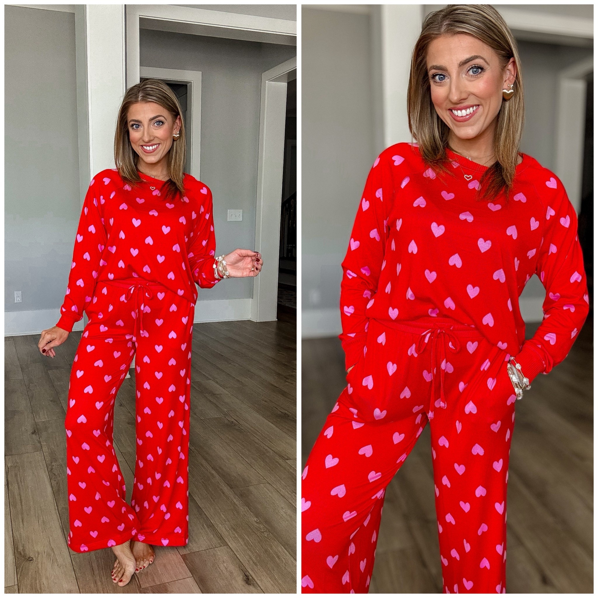 Heart pajamas = an instant yes ❤️
These Walmart hacci pajamas are so incredibly soft and cozy — I’m obsessed. The heart print is perfect for Valentine’s Day, but honestly cute enough to wear all season long. Best part? The top is just $11 and the pants are just $11, making this one of the best affordable pajama finds right now.

Lightweight, stretchy, and buttery soft, these Walmart pajamas are perfect for lounging, sleeping, or slow mornings at home. They’re comfy without feeling bulky and fit true to size.

✨ Details:
• Walmart hacci pajama top – $11
• Walmart hacci pajama pants – $11
• Ultra-soft, lightweight hacci fabric
• Stretchy waistband with relaxed fit
• Adorable heart print for Valentine’s Day & beyond

Linked in LTK so you can shop the full set 🛒

#WalmartPajamas #WalmartFinds #AffordableSleepwear #ValentinesPajamas #HacciPajamas #CozyStyle #WalmartFashion #BudgetFriendly #LTKFinds #Under15 #LoungewearLove