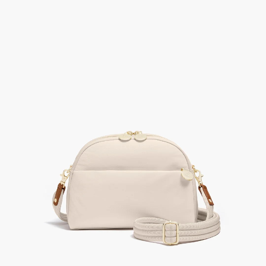 Lo & Sons Nouvelle Crossbody Bag - Nylon - Ivory / Gold / Camel | Lo & Sons