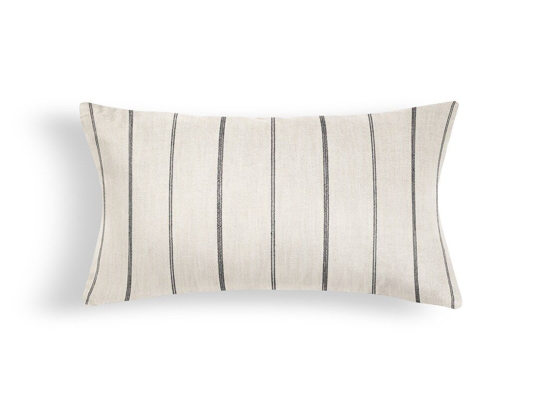 Texture Stripe Lumbar Pillow Cover // Extra Long Lumbar Pillow Cover // Modern Farmhouse Striped ... | Etsy (US)