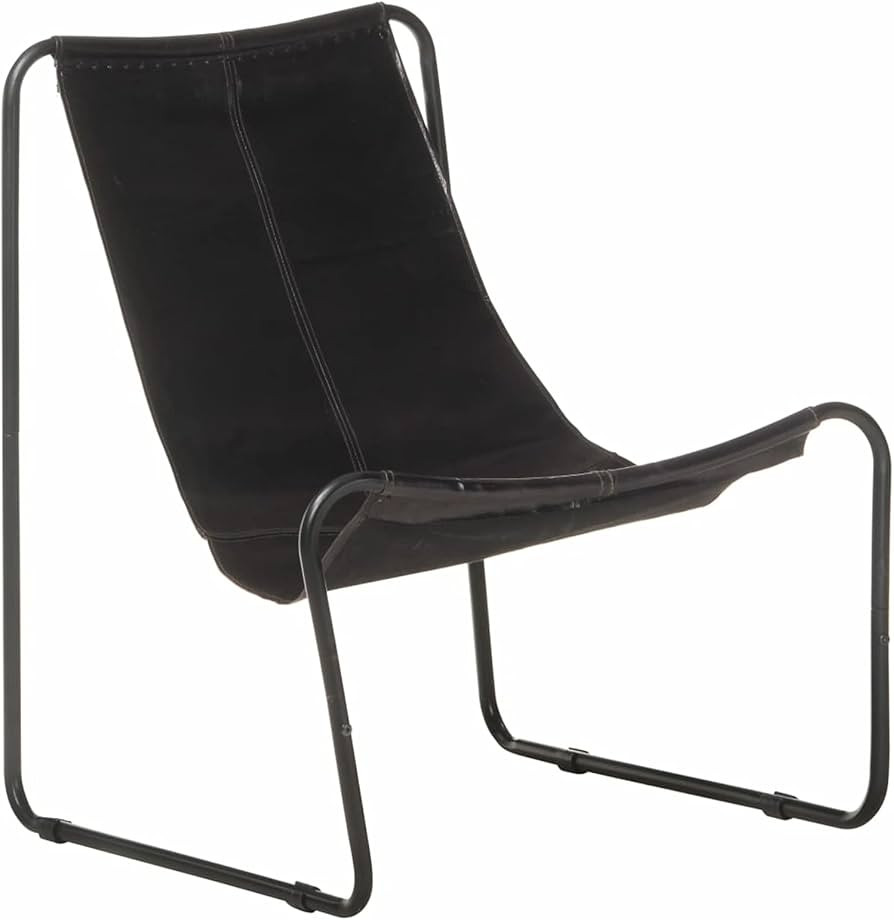 Tidyard Relaxing Armchair Black Real Leather Seat and Back Chair Iron Frame for Living Room, Wait... | Amazon (US)