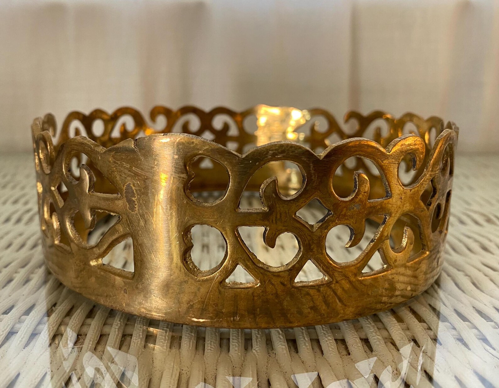 Solid Brass Pillar Candle Holder // Plant or Dish Stand // 6 Brass With Filigree Design - Etsy | Etsy (US)