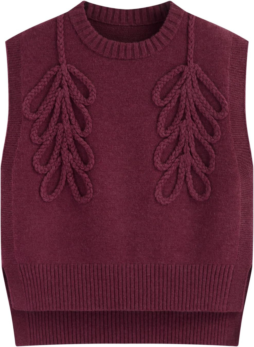 CIDER Sweater Vest Women Round Neck Sleeveless Cute Cable Knit Tops | Amazon (US)