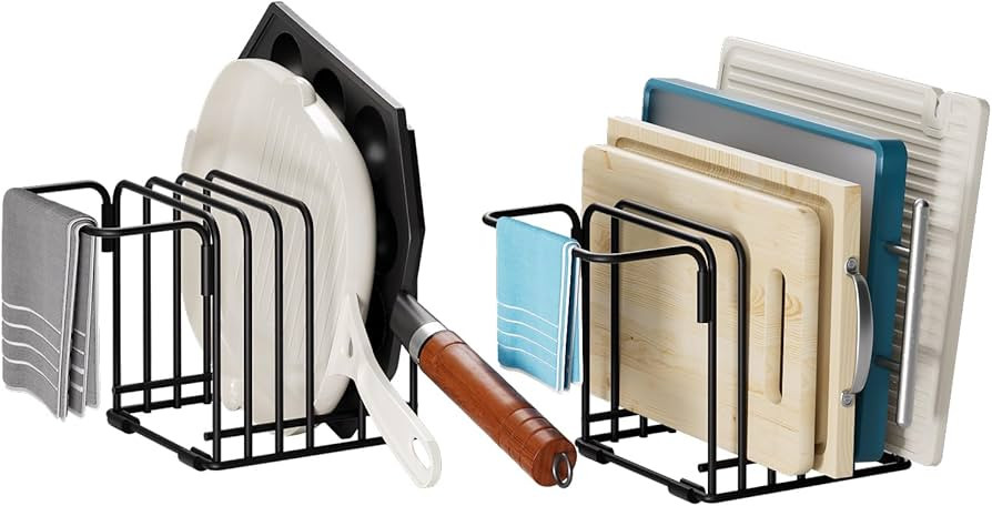 Cutting Board Organizer,5-Slot Steel Kitchen Storage Rack for Cutting Boards, Baking Trays,towel,... | Amazon (US)
