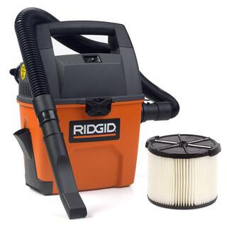 3 Gal 3.5 Peak HP Handheld Shop Vac Wet Dry Vacuum with RIDGID SWEEP Dust Pan, Filter, Locking Ho... | The Home Depot