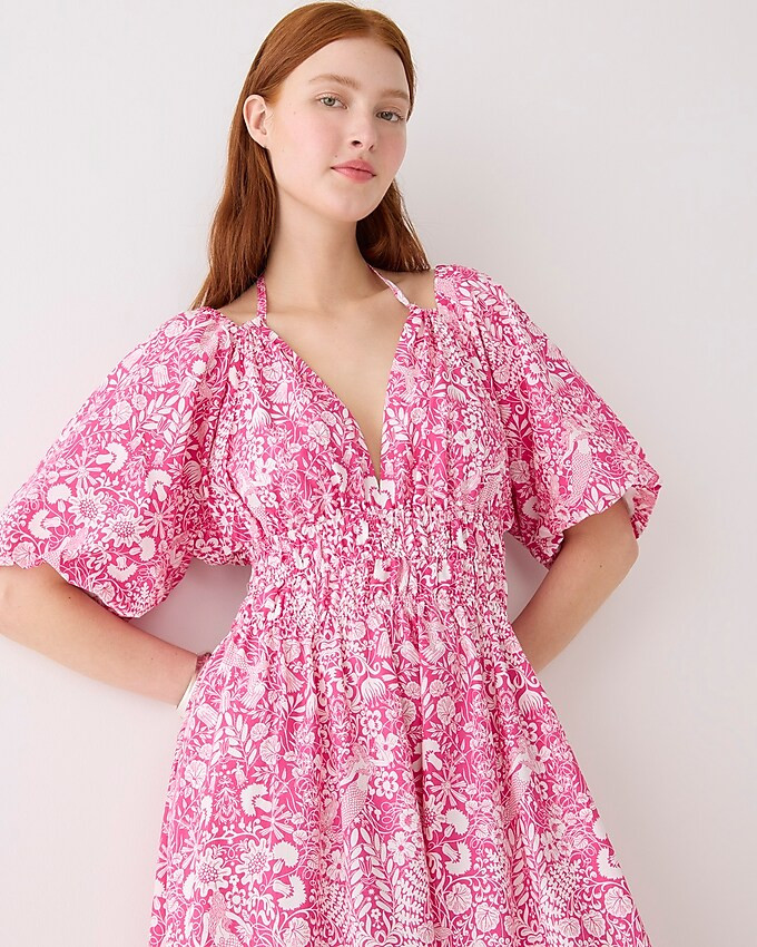 Collection open-back smocked-waist dress in pink mermaid floral | J. Crew US