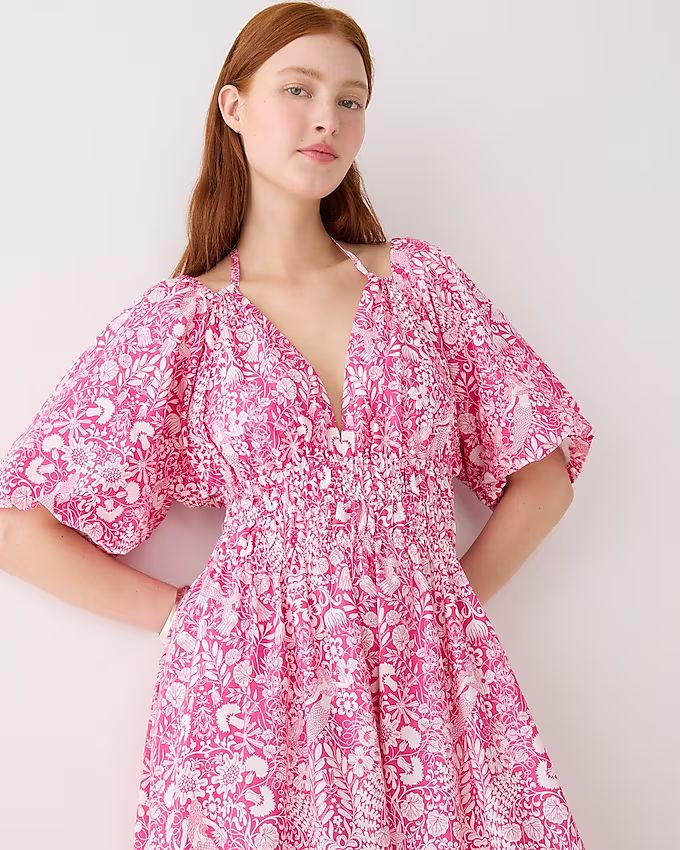Collection open-back smocked-waist dress in pink mermaid floral | J.Crew US
