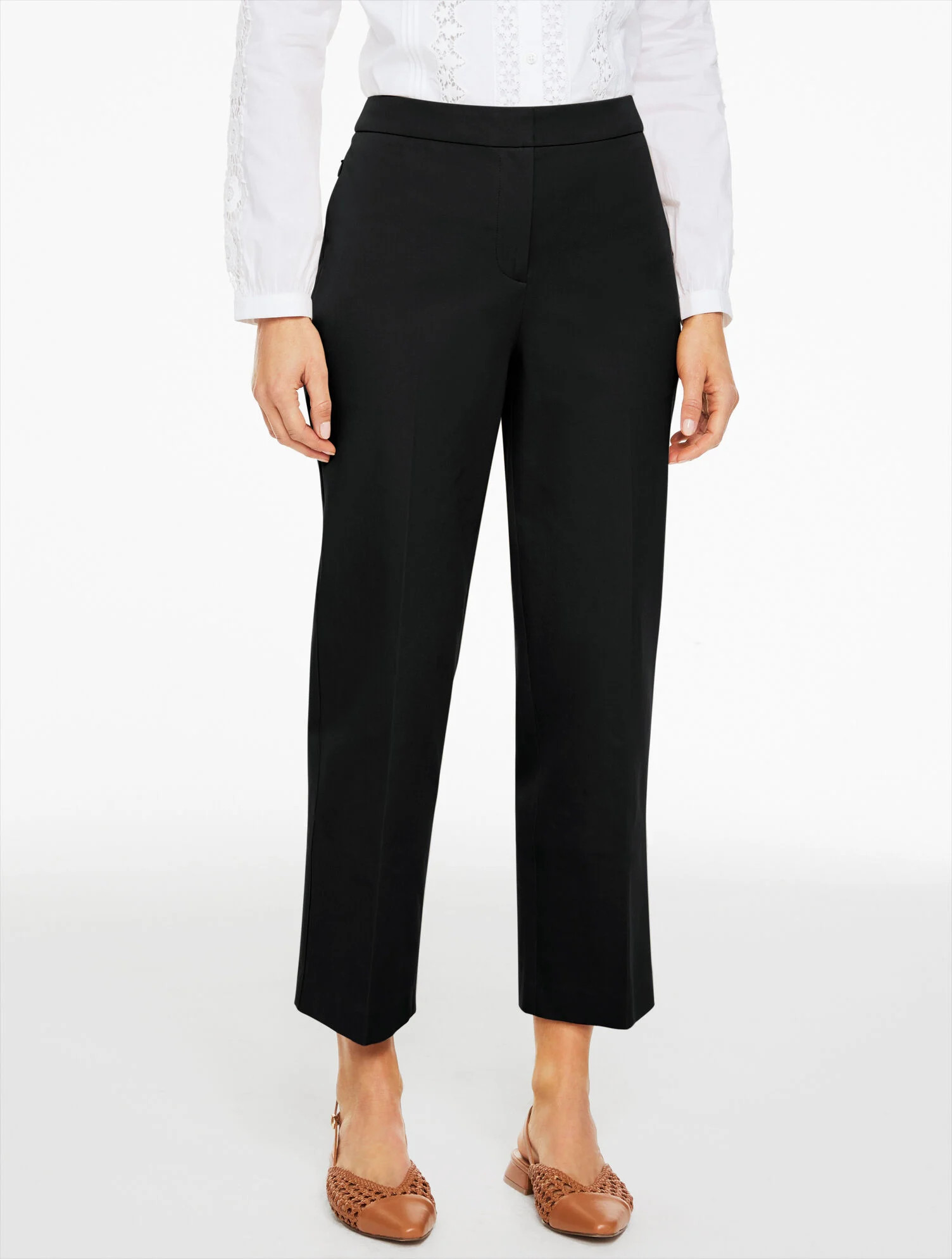 Straight Ankle Cotton Bi-Stretch Pants | Talbots