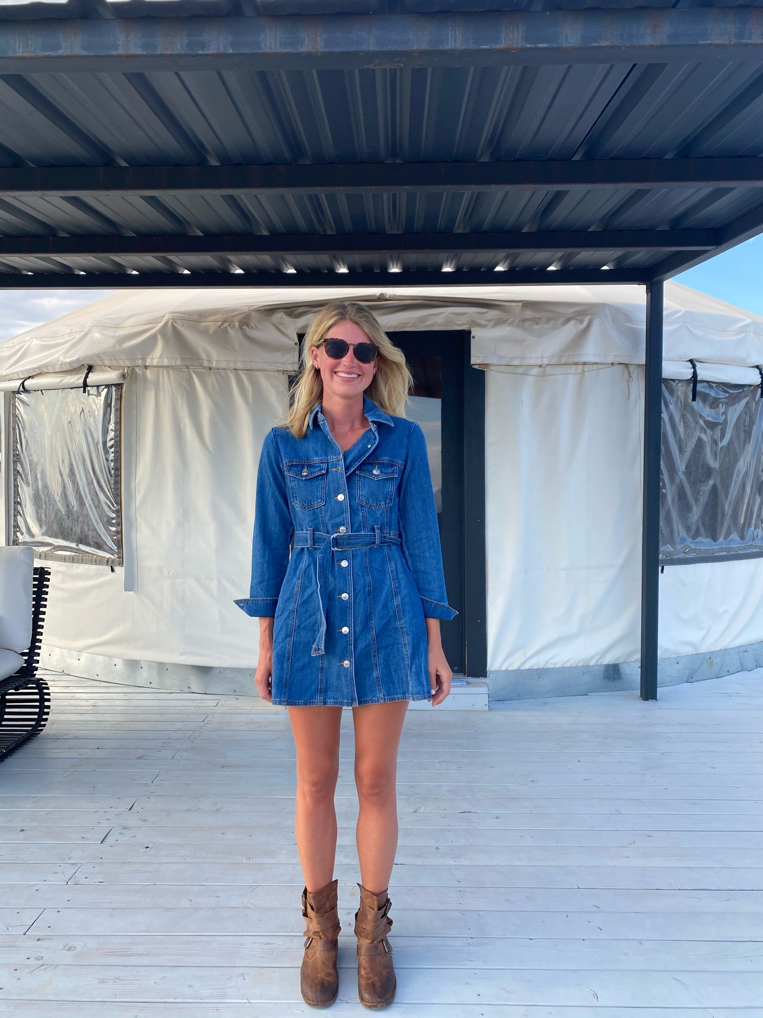 Loved wearing this western style denim shirt dress on a trip to west texas in the fall. Worn with ankle boots. My exact dress is Zara but linked similar - my favorite belted denim shirtdress is from revolve and under $100!

Fall outfits , fall dress , Alabama game day outfit , Fall style, fall dresses, game day style, western dresses, denim dress, denim shirtdress , short bootie , brown bootie, game day shoe, country concert , fall outfit , nashville outfit , western Texas travel outfit #LTKBacktoSchool

#LTKfindsunder100 #LTKU #LTKSeasonal
