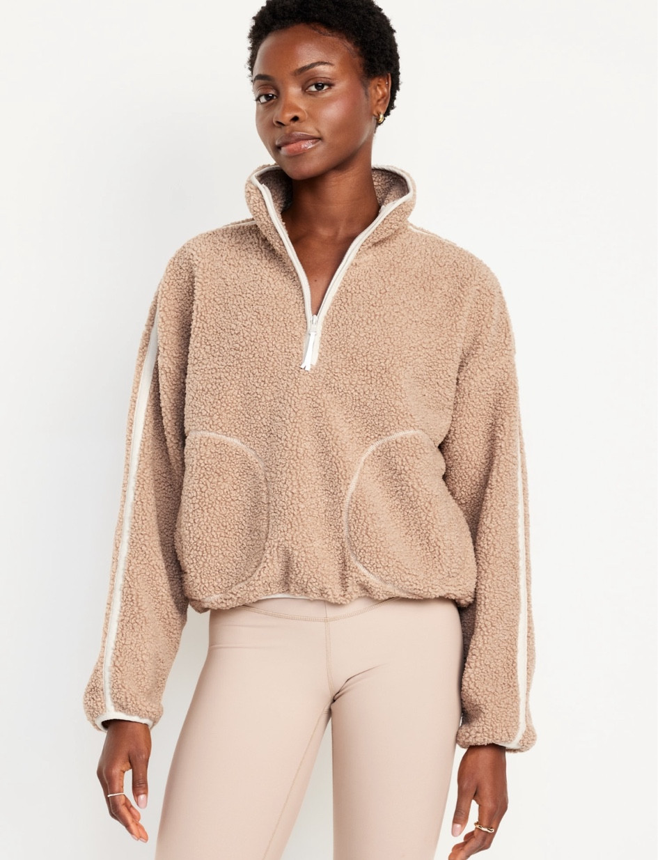 Tan Sherpa Quarter Zip