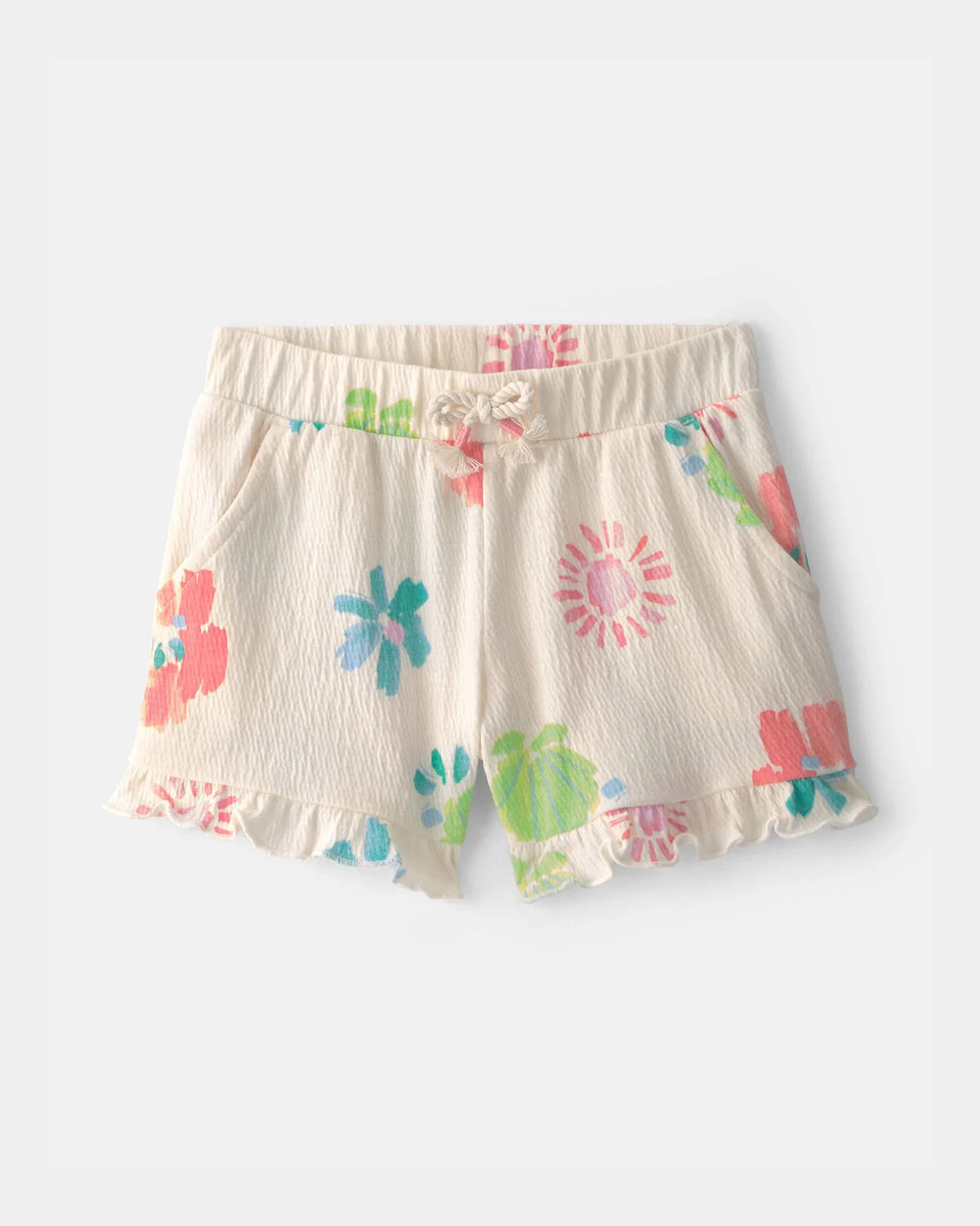 Toddler Girl Ruffle-Trim Summer Floral Shorts - Cream | Carter's | Carter's Inc