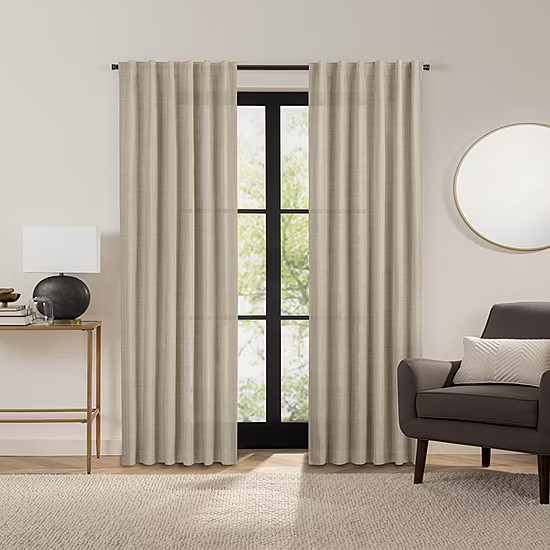 Fieldcrest Luxury Alden Linen Light-Filtering Rod Pocket Back Tab Single Curtain Panel | JCPenney