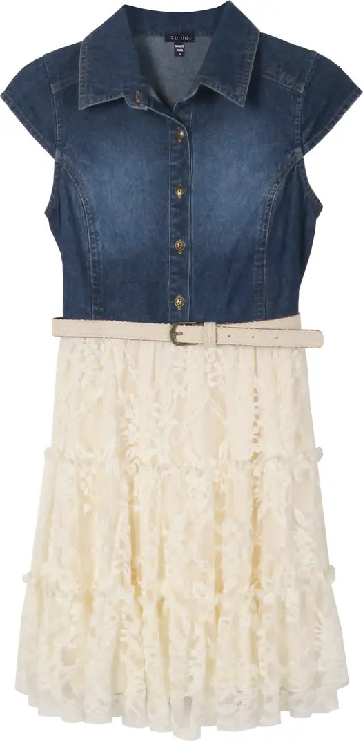 Kids' Cap Sleeve Denim Bodice Dress | Nordstrom Rack