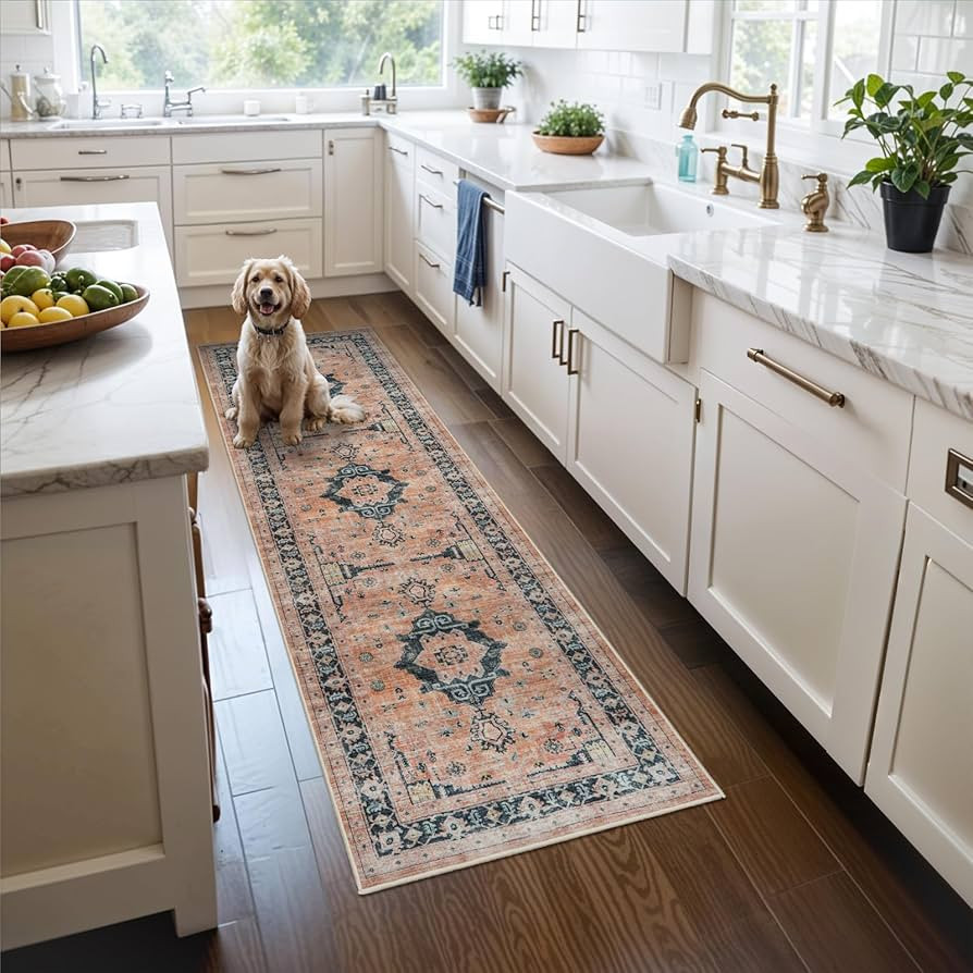 Washable 2x6 Hallway Runner Rug: Vintage Water Resistant Kitchen Entryway Rug Ultra Soft Living R... | Amazon (US)