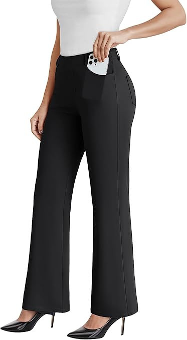 Dress Work Pants Women Business Casual Slack Trousers Stretchy Pull On Office Flare Pants with Po... | Amazon (US)