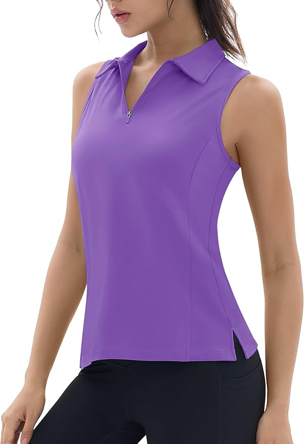 TACVASEN Womens Golf Shirts Sleeveless Racerback Polo Shirt UPF 50+ Zip Up Moisture Wicking Worko... | Amazon (US)