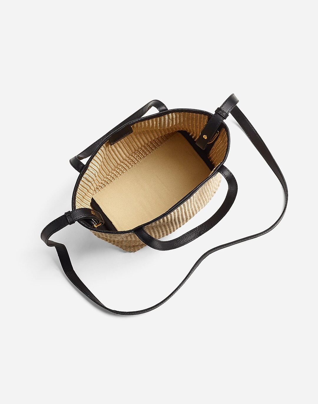 The Mini Shopper Tote in Leather-Trimmed Straw | Madewell