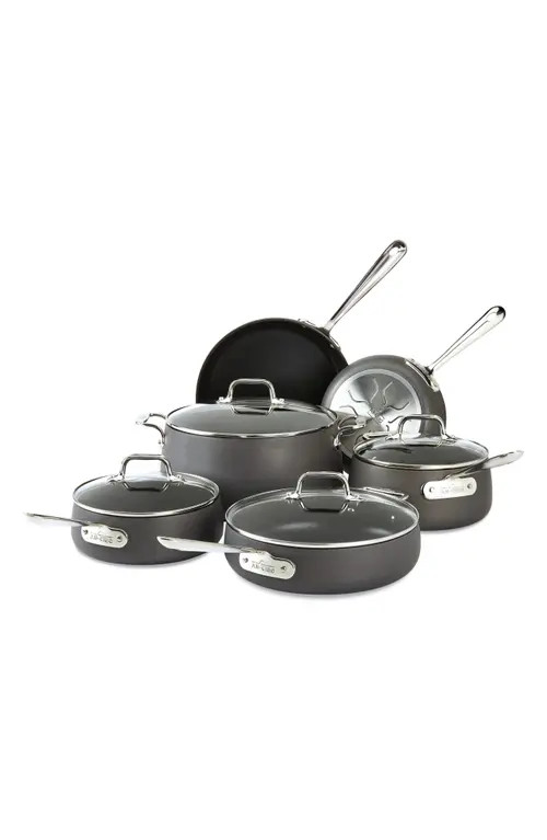 All-Clad Hard Anodized 10-Piece Nonstick Cookware Set in Grey at Nordstrom | Nordstrom