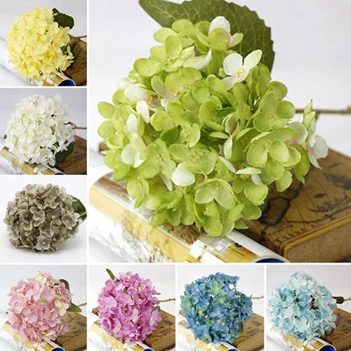 Visland Artificial Silk Hydrangea Flowers Bouquets Faux Hydrangea Stems for Home Table Centerpiec... | Walmart (US)