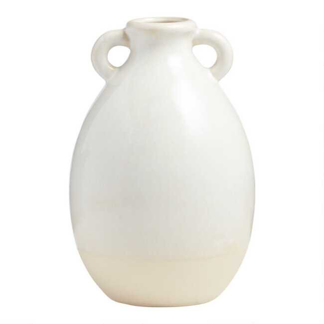 Ivory Pearlescent Reactive Glaze Olivia Jug Vase | World Market