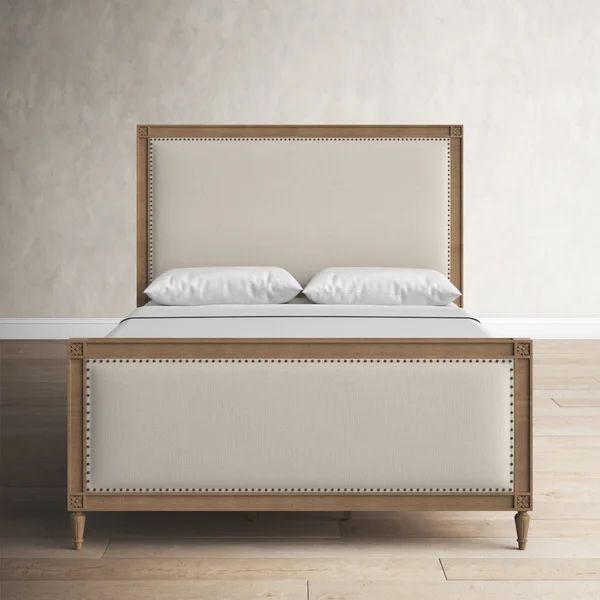 Ava Queen Solid Wood and Upholstered Low Profile Standard Bed | Wayfair North America