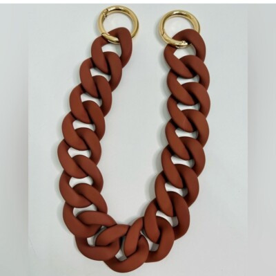 Smooth finish acrylic large chunky chain link bag strap in chocolate brown  | eBay | eBay CA
