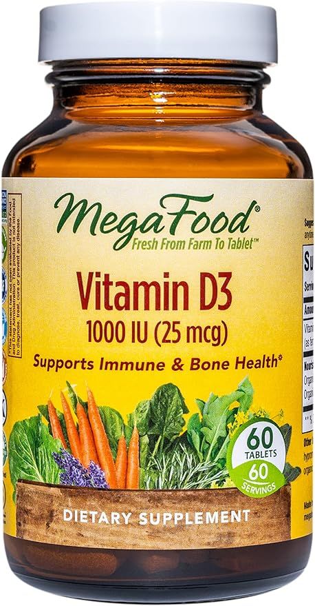 MegaFood Vitamin D3 1000 IU (25 mcg) - Immune & Bone Support Supplement with Vitamin D3 - Also Fo... | Amazon (US)