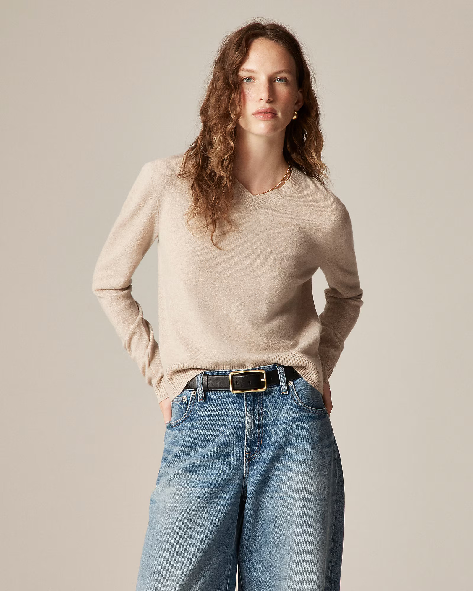 Cashmere high V-neck sweater | J. Crew US