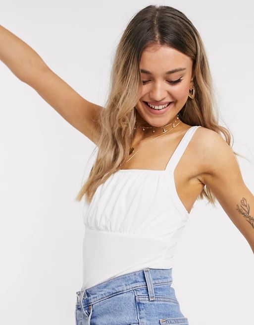 New Look ruched bust cami in white | ASOS | ASOS (Global)