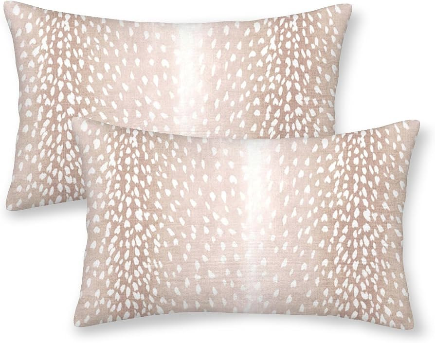 Antelope Pillow Covers 12x20 Inch 2 Pcs Beige Deer Animal Skin Print Decor Throw Pillows Fall Win... | Amazon (US)