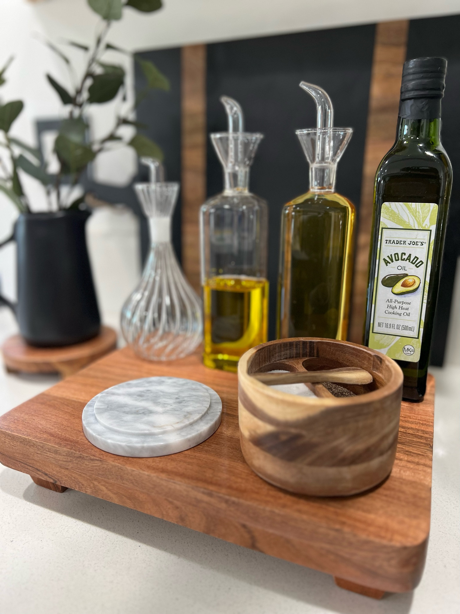Kitchen Must Haves 🖤 
Kitchen Oil Dispenser , Salt and Pepper Dispenser, marble, butcher block, serving board, trivet, magnolia, kitchen, modern kitchen 

#LTKFind #LTKhome #LTKstyletip