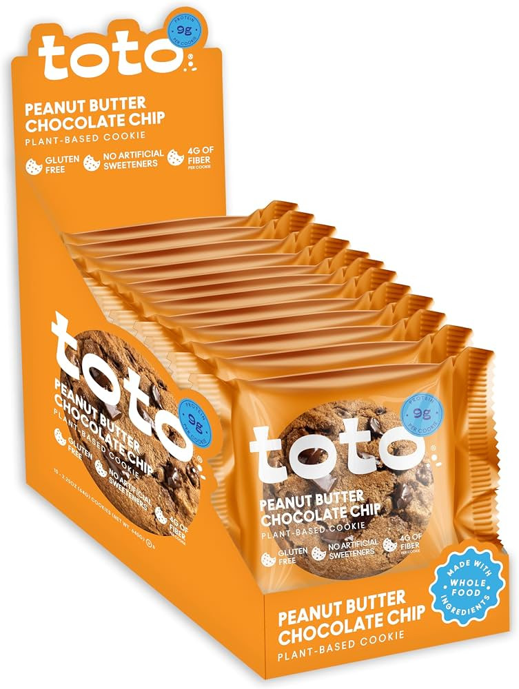 Toto's Peanut Butter Chocolate Chip Vegan Cookies: Gluten-Free High-Fiber Cookie with Plant-Based... | Amazon (US)