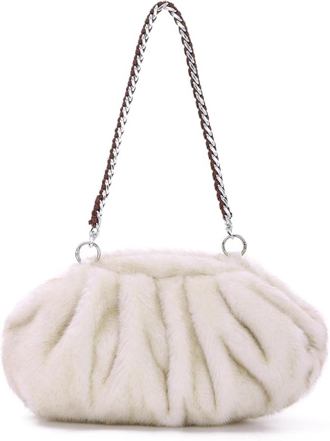 Emprier Faux Fur Shoulder bags for Women Dumpling Fluffy Clutch Purses Evening Handbag for Party ... | Amazon (US)