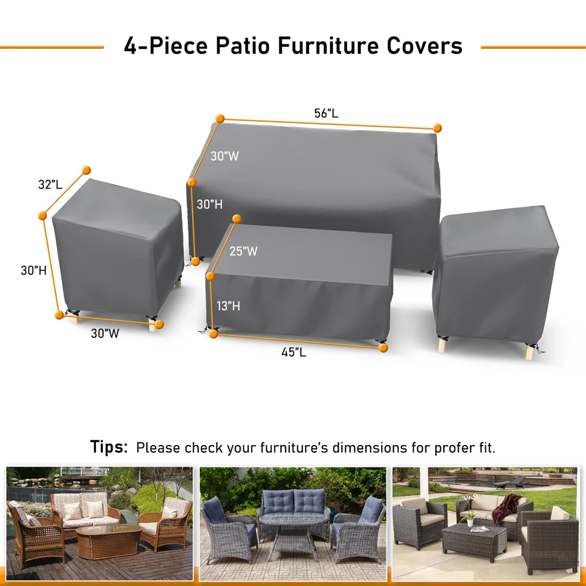 Patio Furniture Set Covers for 4 Piece Outdoor Conversation Set | Wayfair North America