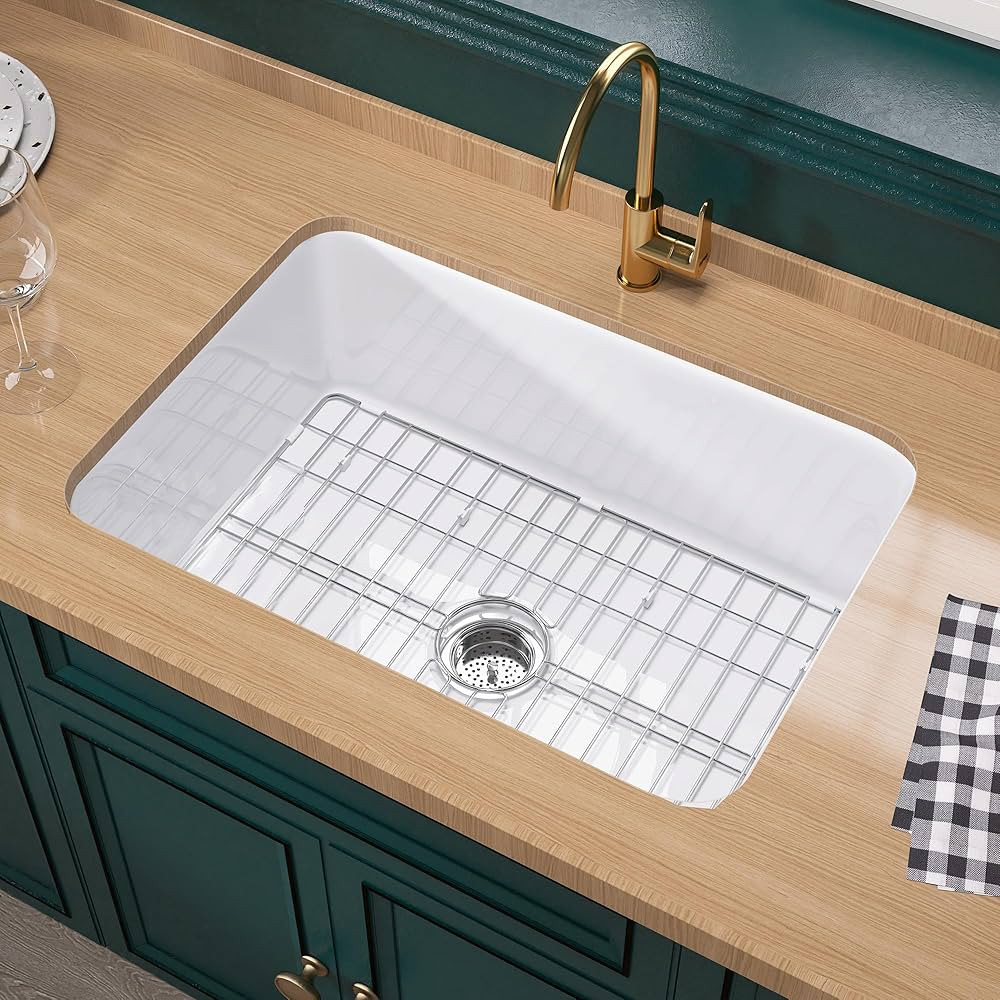 Miuara White Undermount Kitchen Sink 27 Inch - Topmount Fireclay Sink Drop In 27"x19"x10", Dual M... | Amazon (US)