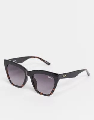 Quay For Keeps womens cat eye sunglasses in black tort | ASOS (Global)