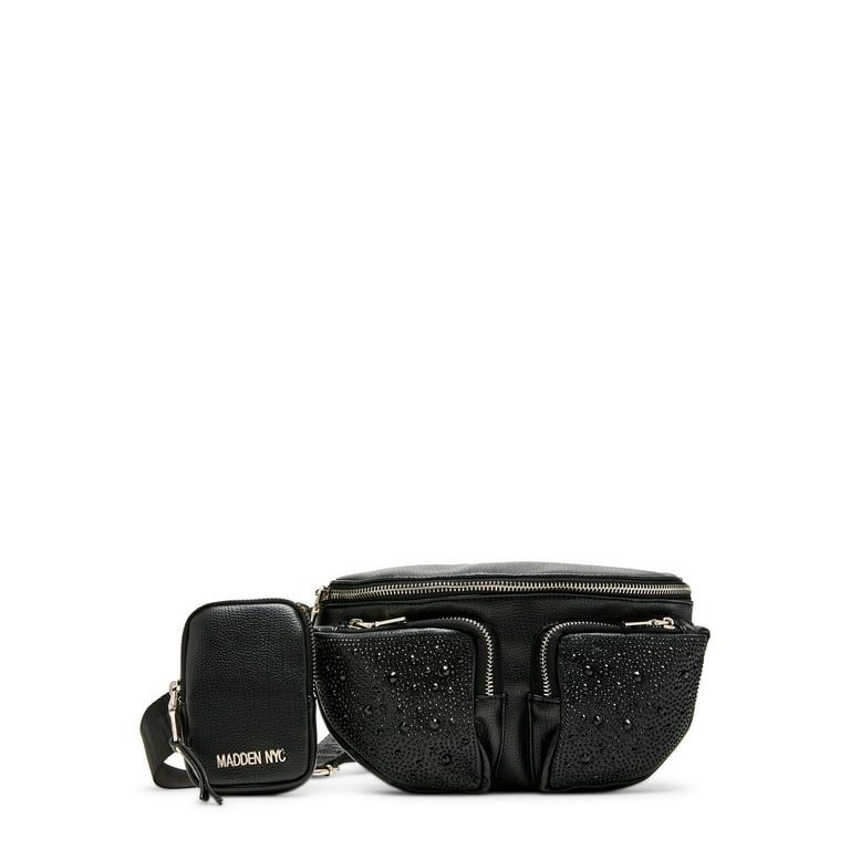 Madden NYC Women's Embellished Fanny Pack with Pouch, Black | Walmart (US)
