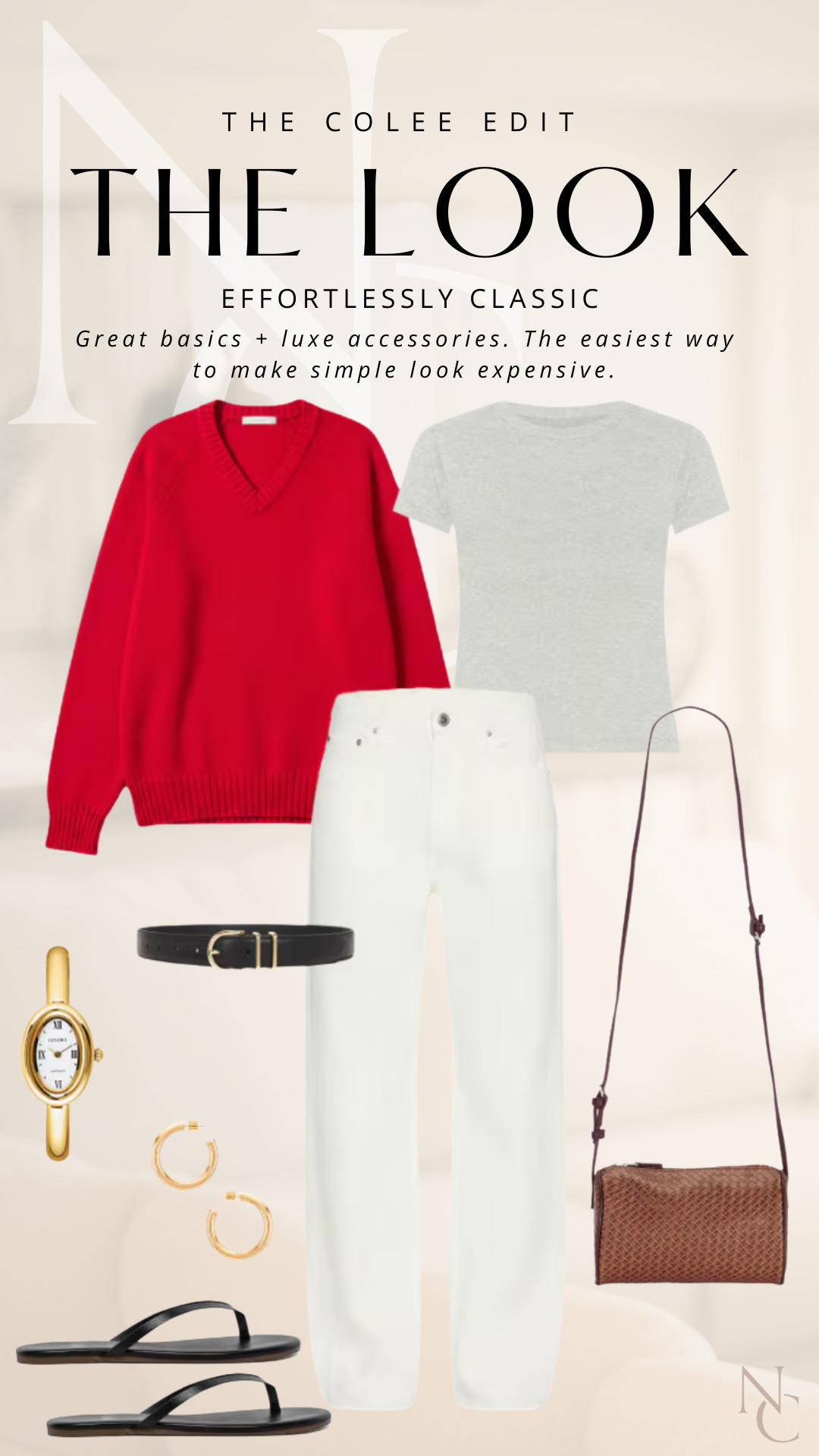 EFFORTLESSLY CLASSIC 🤍

Proof that basics are NEVER boring when the accessories are right. Crisp white denim, a simple tee + a pop of red, finished with luxe-looking details. Easy, polished and expensive-looking without trying too hard. Shop the look here. 

 #LTKdayinmylife #LTKgrwm #LTKootd