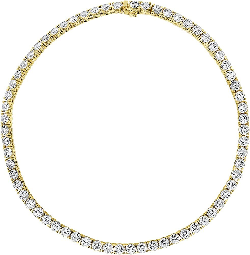 Amazon Collection Yellow-Gold Plated Sterling Silver Tennis Necklace set with Round Cut Infinite ... | Amazon (US)