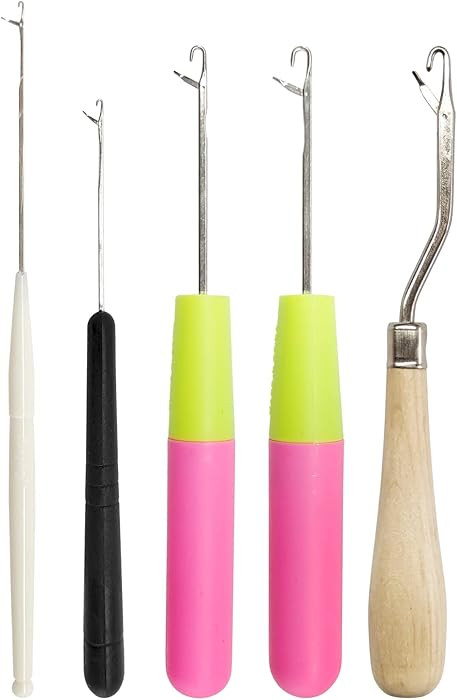 5PCS Latch Hook, Different Sizes Small Crochet Hooks Needle for Hair | Amazon (US)