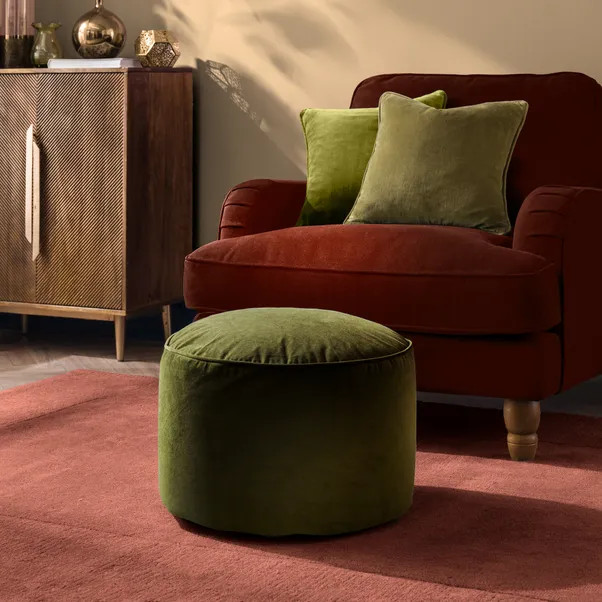 Eliza Velvet Pouffe | Dunelm