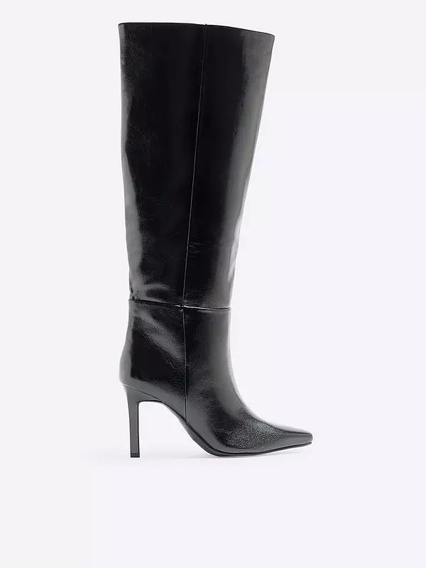 River Island Straight Shaft High Leg Boot - Black | Very (UK)