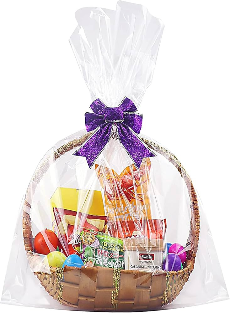 Yotelab Large Jumbo Cellophane Bags for Gift Basket, 32x42 Inches 10Pcs Huge Clear Basket Bags | Amazon (US)